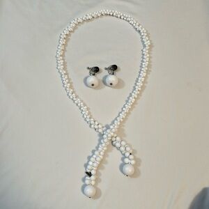 Miriam Haskell Vintage Glass Bead Necklace and Earring